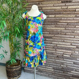 South Seas Fashions Hawaiian Vintage 60s Colorful Floral Dress